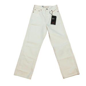 Levi's Ribcage Straight Ankle Jeans Size 26 Womens Cream Purple Embroidery